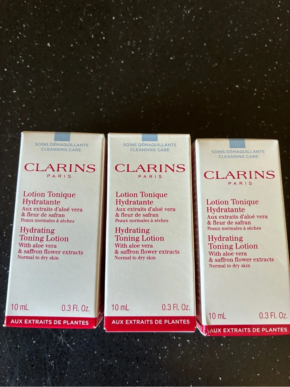 Clarins Hydrating Toning Lotion Pack of 3 With Aloe Vera & Saffron- 10 ml